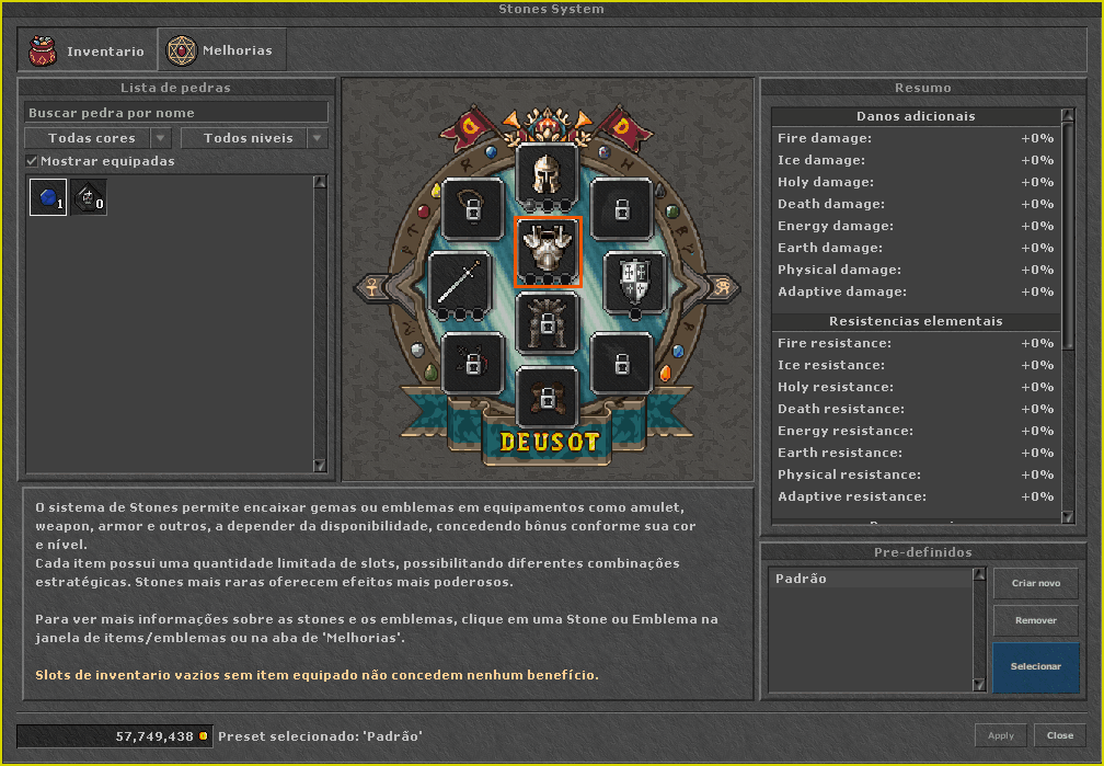 Equipar stone no slot - passo 4